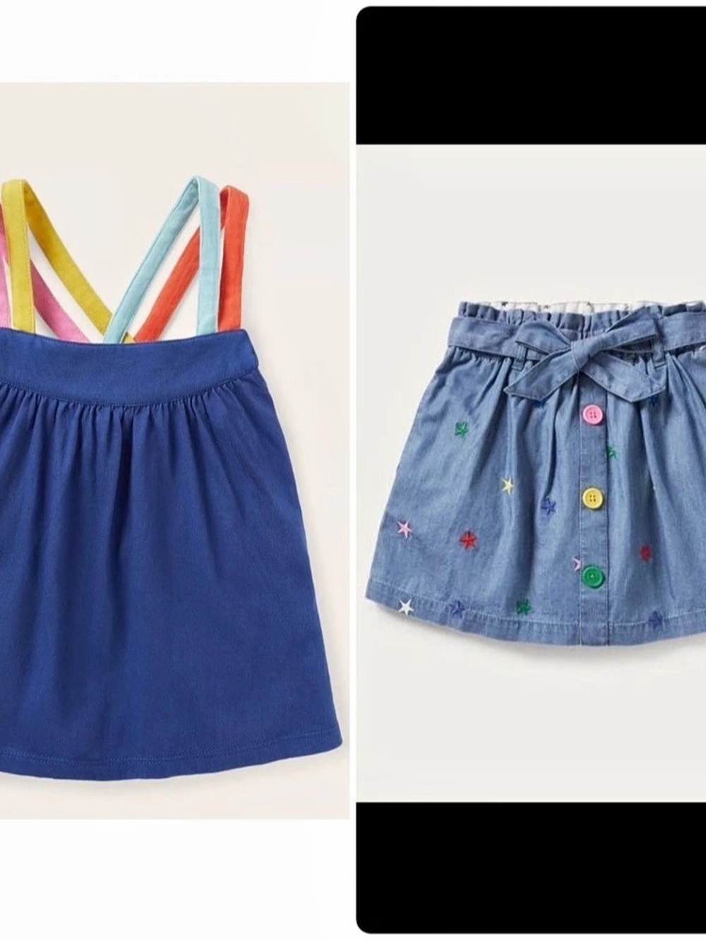 Boden Embroidered Denim Stars Skirt & Blue Tank w/ Rainbow Straps. Size 6/7